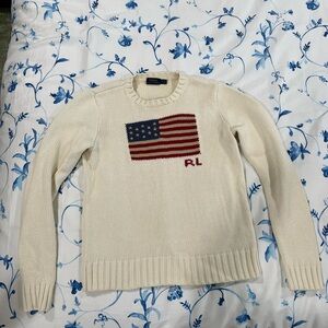 Polo Ralph Lauren Flag Sweater in Cream